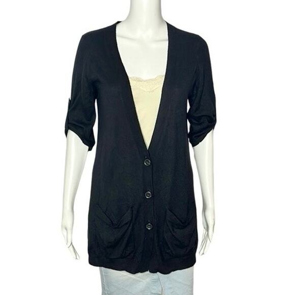 Theory Cashmere Plunge Neckline Sweater Cardigan Size Medium - Picture 1 of 8